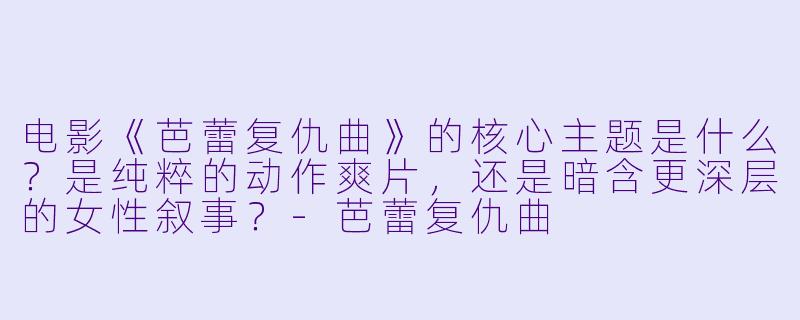 电影《芭蕾复仇曲》的核心主题是什么?是纯粹的动作爽片,还是暗含更深层的女性叙事?