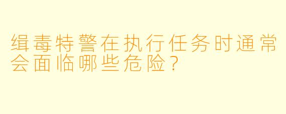 缉毒特警在执行任务时通常会面临哪些危险？