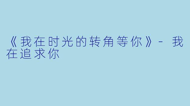 《我在时光的转角等你》-我在追求你