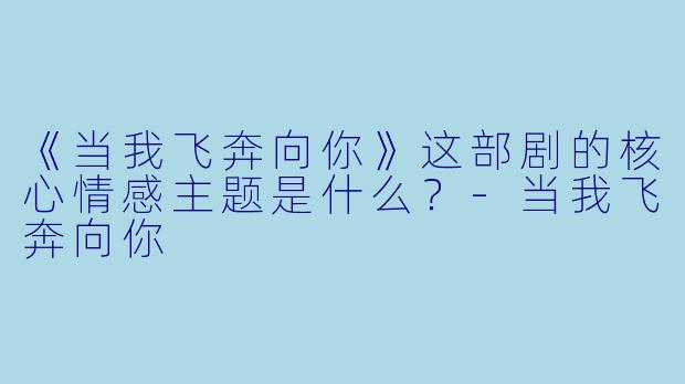 《当我飞奔向你》这部剧的核心情感主题是什么？-当我飞奔向你