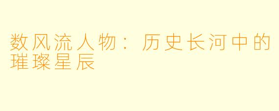 数风流人物：历史长河中的璀璨星辰