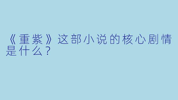 《重紫》这部小说的核心剧情是什么？