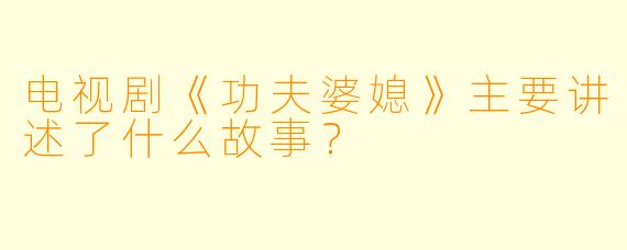 电视剧《功夫婆媳》主要讲述了什么故事？