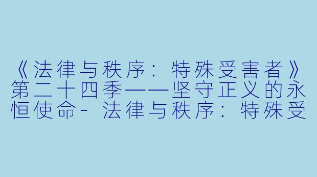 《法律与秩序：特殊受害者》第二十四季——坚守正义的永恒使命-法律与秩序：特殊受害者第二十四季