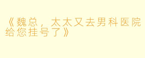 《魏总，太太又去男科医院给您挂号了》