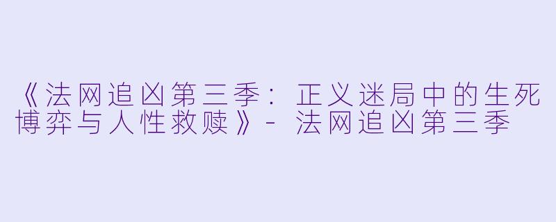 《法网追凶第三季：正义迷局中的生死博弈与人性救赎》-法网追凶第三季