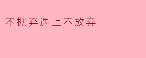 不抛弃遇上不放弃