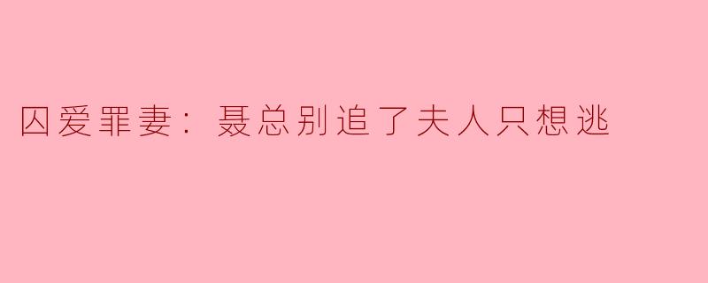 囚爱罪妻：聂总别追了夫人只想逃