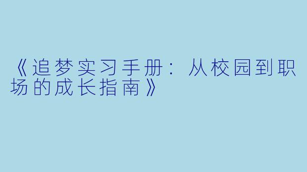 《追梦实习手册：从校园到职场的成长指南》
