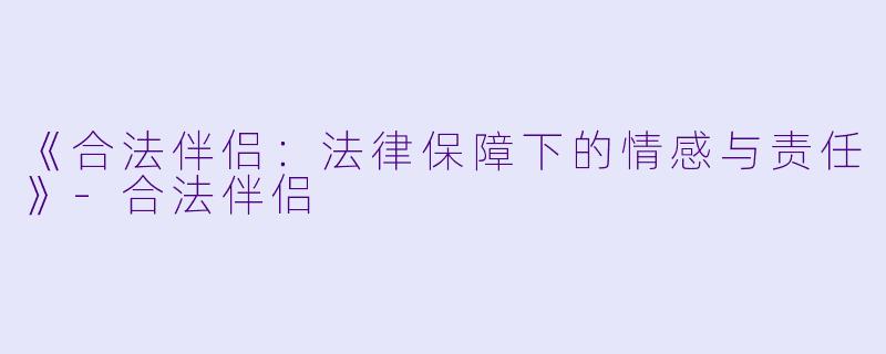 《合法伴侣：法律保障下的情感与责任》-合法伴侣
