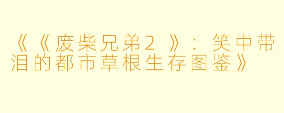 《《废柴兄弟2》：笑中带泪的都市草根生存图鉴》