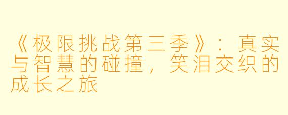 《极限挑战第三季》：真实与智慧的碰撞，笑泪交织的成长之旅