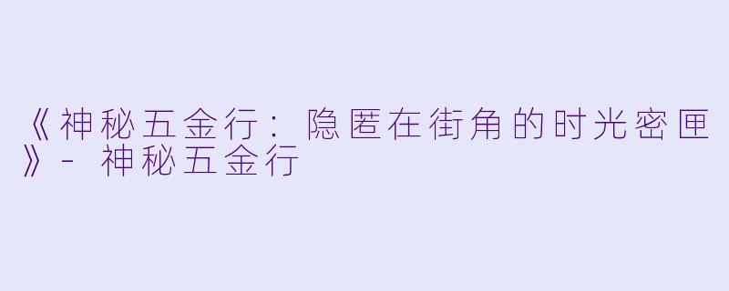 《神秘五金行：隐匿在街角的时光密匣》-神秘五金行