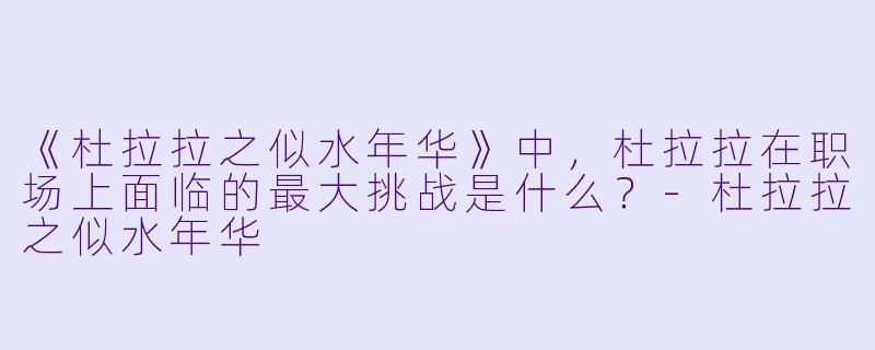 《杜拉拉之似水年华》中，杜拉拉在职场上面临的最大挑战是什么？-杜拉拉之似水年华