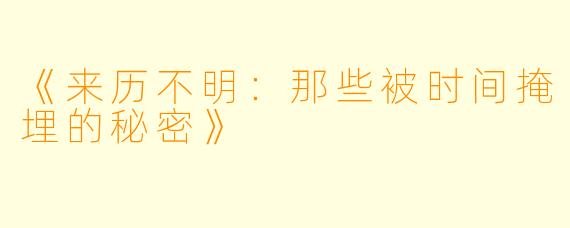 《来历不明：那些被时间掩埋的秘密》
