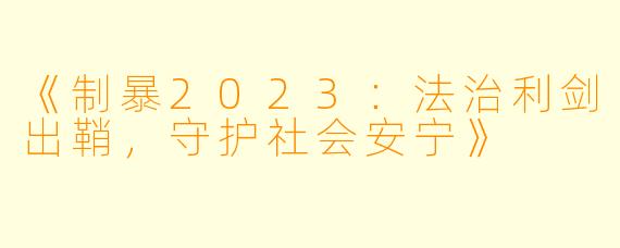 《制暴2023：法治利剑出鞘，守护社会安宁》