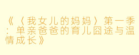 《〈我女儿的妈妈〉第一季：单亲爸爸的育儿囧途与温情成长》