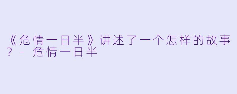 《危情一日半》讲述了一个怎样的故事？-危情一日半