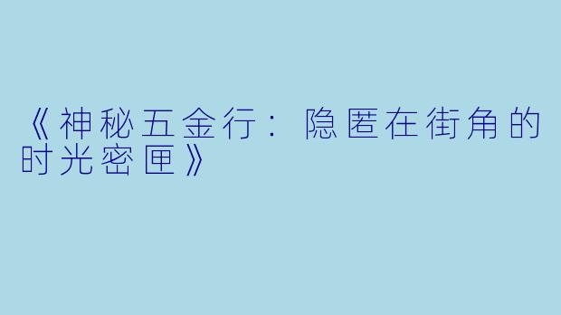 《神秘五金行：隐匿在街角的时光密匣》