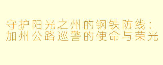 守护阳光之州的钢铁防线：加州公路巡警的使命与荣光