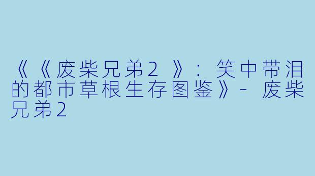 《《废柴兄弟2》：笑中带泪的都市草根生存图鉴》-废柴兄弟2