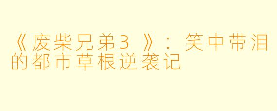 《废柴兄弟3》：笑中带泪的都市草根逆袭记