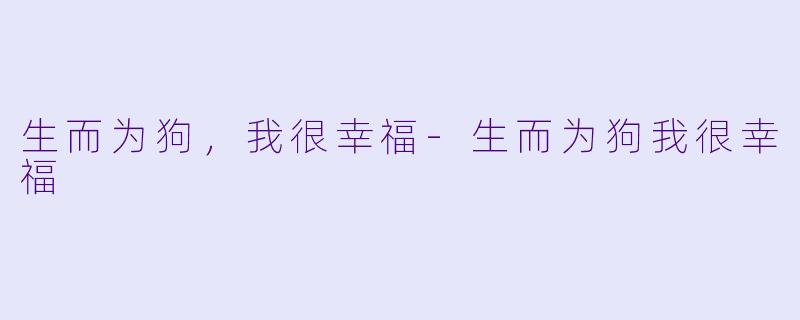 生而为狗，我很幸福-生而为狗我很幸福