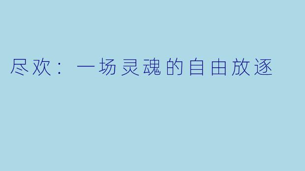 尽欢：一场灵魂的自由放逐