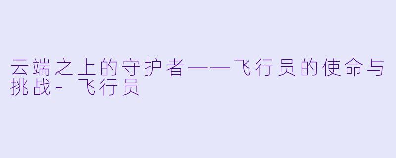 云端之上的守护者——飞行员的使命与挑战-飞行员