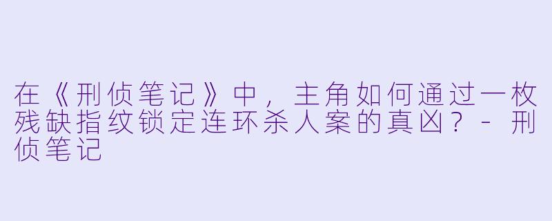 在《刑侦笔记》中，主角如何通过一枚残缺指纹锁定连环杀人案的真凶？-刑侦笔记