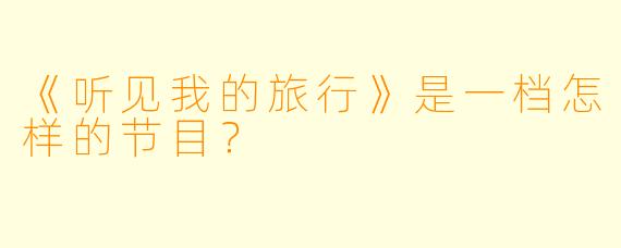 《听见我的旅行》是一档怎样的节目？