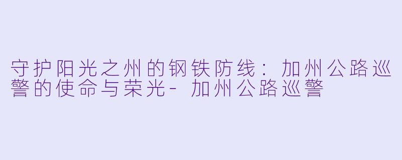 守护阳光之州的钢铁防线：加州公路巡警的使命与荣光-加州公路巡警