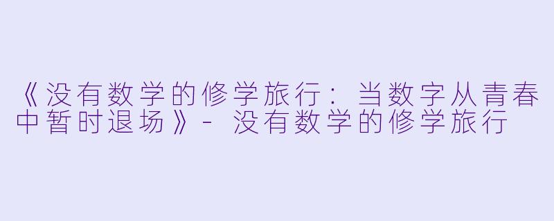 《没有数学的修学旅行：当数字从青春中暂时退场》-没有数学的修学旅行