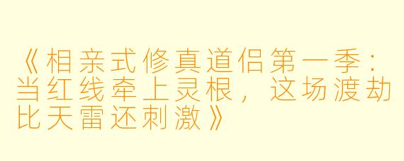 《相亲式修真道侣第一季：当红线牵上灵根，这场渡劫比天雷还刺激》