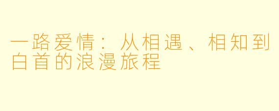 一路爱情：从相遇、相知到白首的浪漫旅程