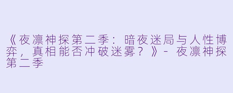 《夜凛神探第二季：暗夜迷局与人性博弈，真相能否冲破迷雾？》-夜凛神探第二季