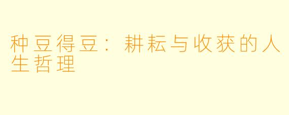 种豆得豆：耕耘与收获的人生哲理