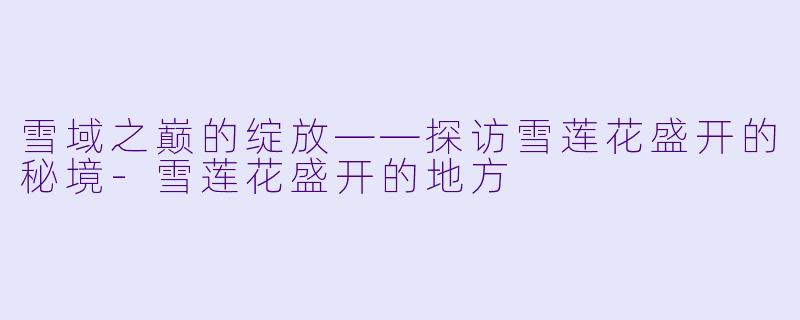 雪域之巅的绽放——探访雪莲花盛开的秘境-雪莲花盛开的地方