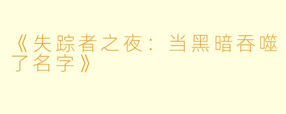 《失踪者之夜：当黑暗吞噬了名字》