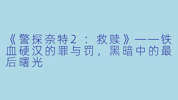 《警探奈特2：救赎》——铁血硬汉的罪与罚，黑暗中的最后曙光