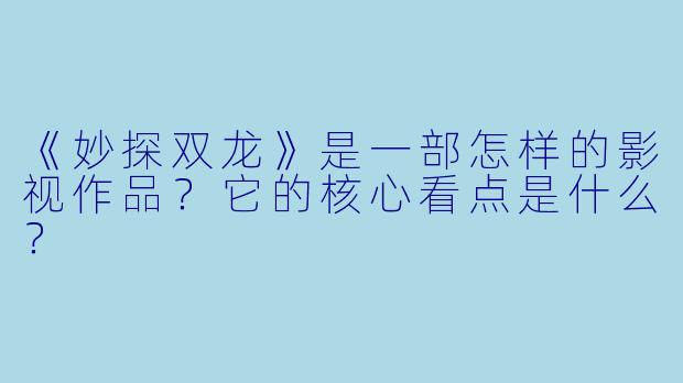 《妙探双龙》是一部怎样的影视作品？它的核心看点是什么？