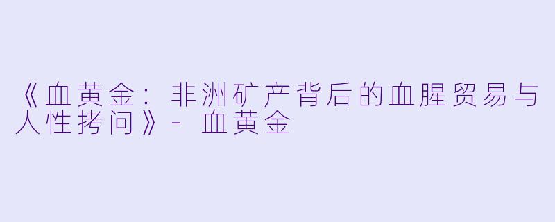 《血黄金：非洲矿产背后的血腥贸易与人性拷问》-血黄金