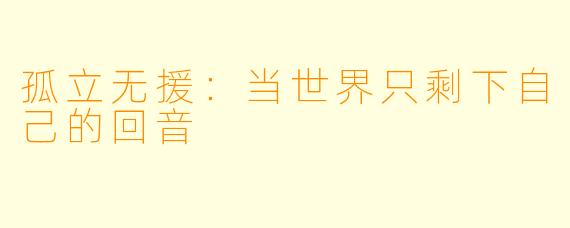 孤立无援：当世界只剩下自己的回音