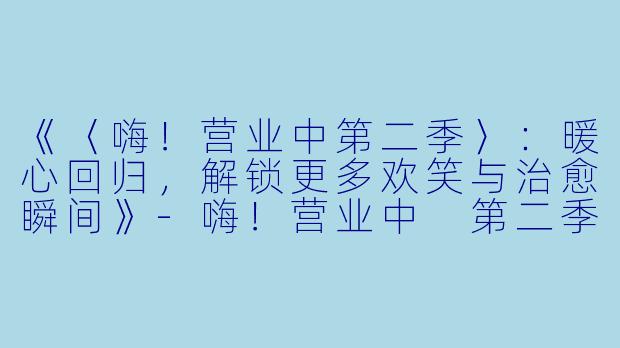 《〈嗨！营业中第二季〉：暖心回归，解锁更多欢笑与治愈瞬间》-嗨！营业中 第二季