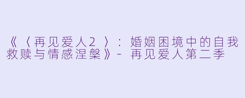 《〈再见爱人2〉：婚姻困境中的自我救赎与情感涅槃》-再见爱人第二季