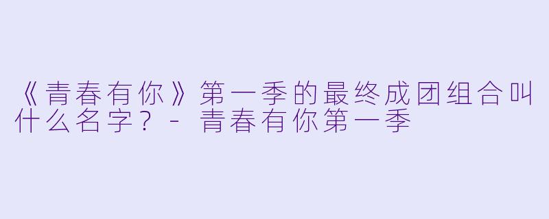 《青春有你》第一季的最终成团组合叫什么名字？-青春有你第一季