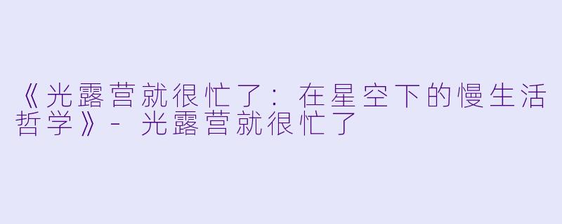 《光露营就很忙了：在星空下的慢生活哲学》-光露营就很忙了