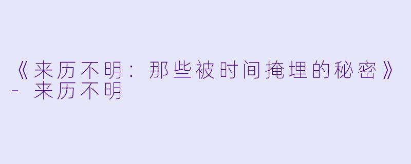 《来历不明：那些被时间掩埋的秘密》-来历不明