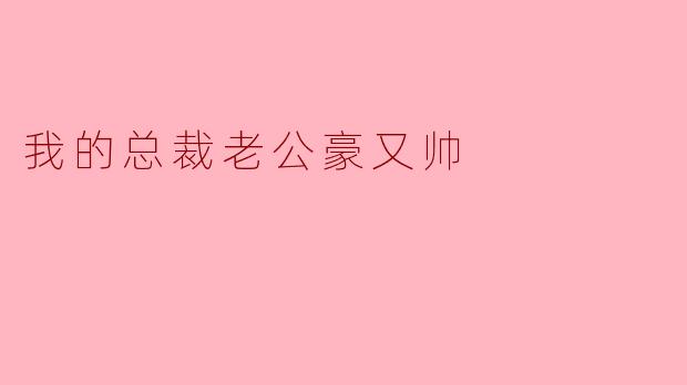 我的总裁老公豪又帅