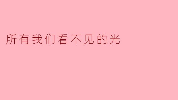 所有我们看不见的光